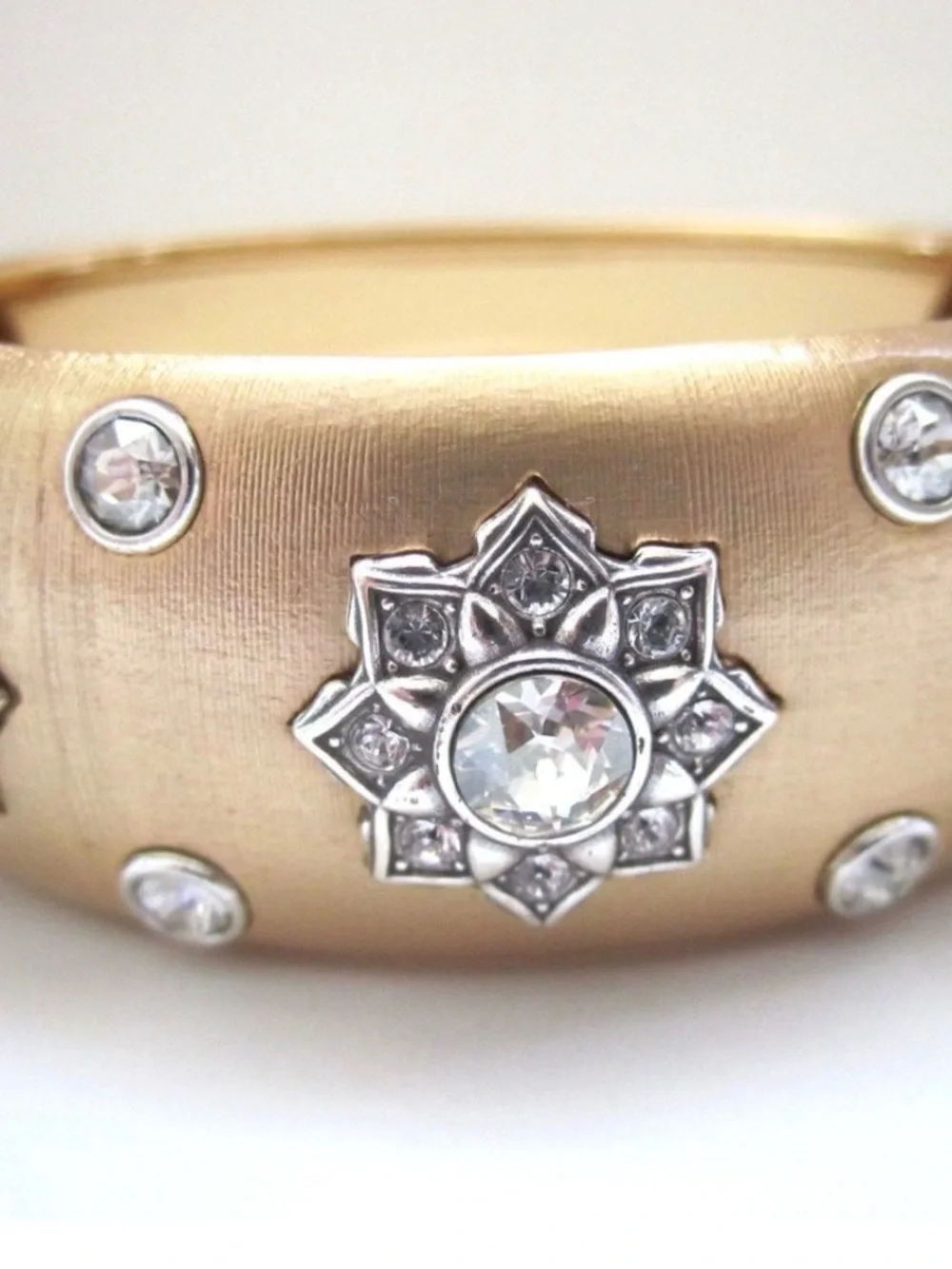 Brighton Eleganza Gold Crystal Floral Cuff Bracelet - double sided